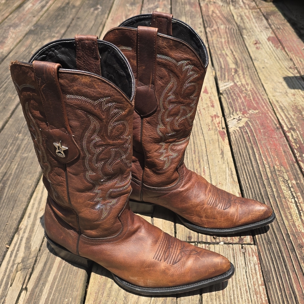 Los Altos Mens Brown Leather Boots, 9.5EE
